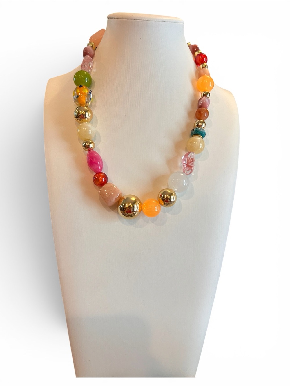RUSH Multicolored Glass Statement Necklace